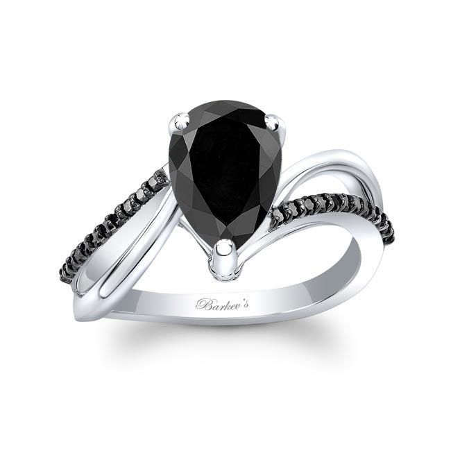 Split Shank Pear Black Diamond Ring