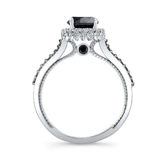 Round Halo Black Diamond Ring Image 2