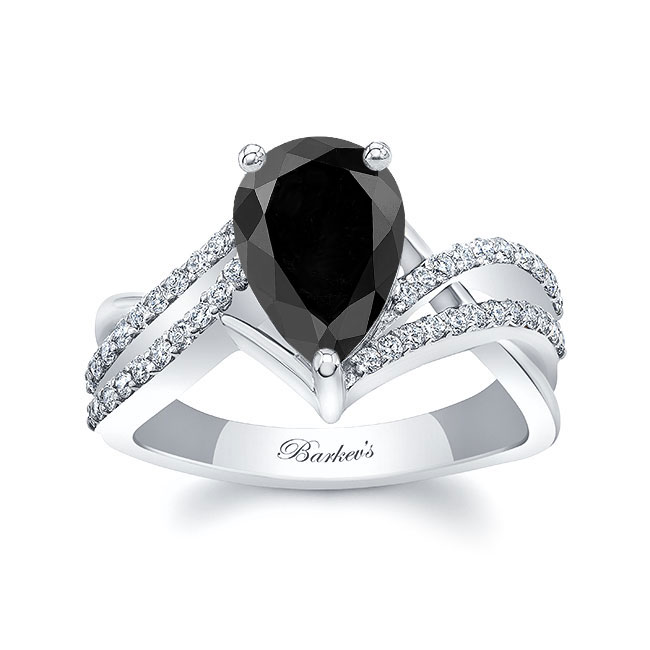 Black And White Diamond Teardrop Ring