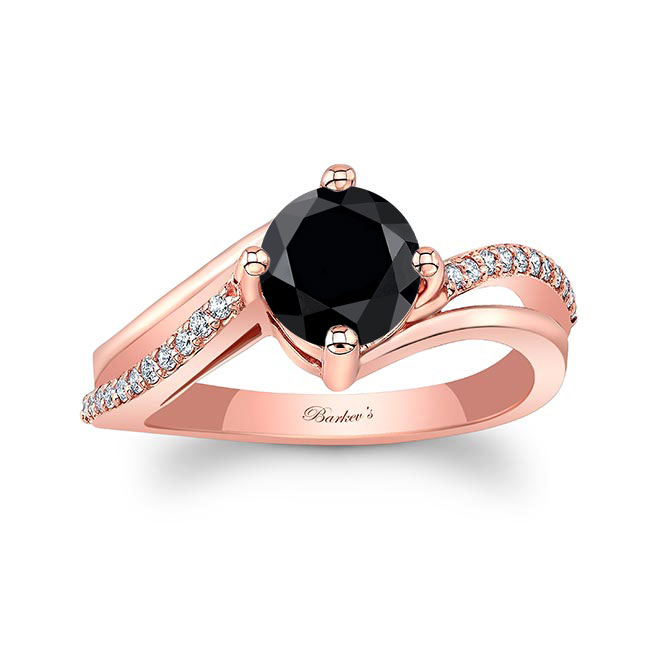 Rose Gold Black And White Diamond Split Shank Engagement Ring