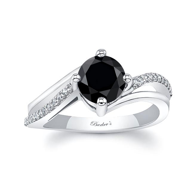 Black And White Diamond Split Shank Engagement Ring