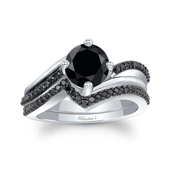 Black Diamond Split Shank Wedding Set