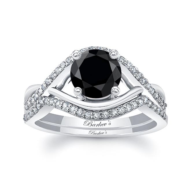 Black And White Diamond Criss Cross Ring Set