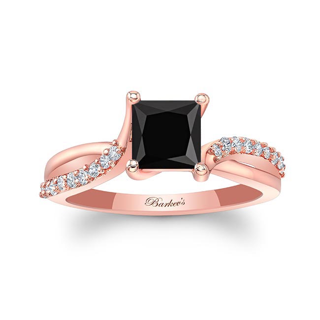 Rose Gold Princess Cut Black And White Diamond Ring