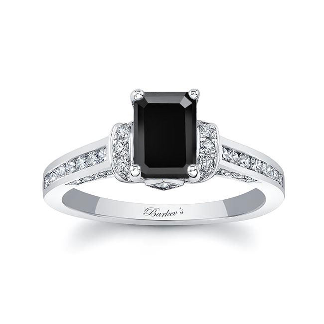 Emerald Cut Black And White Diamond Ring