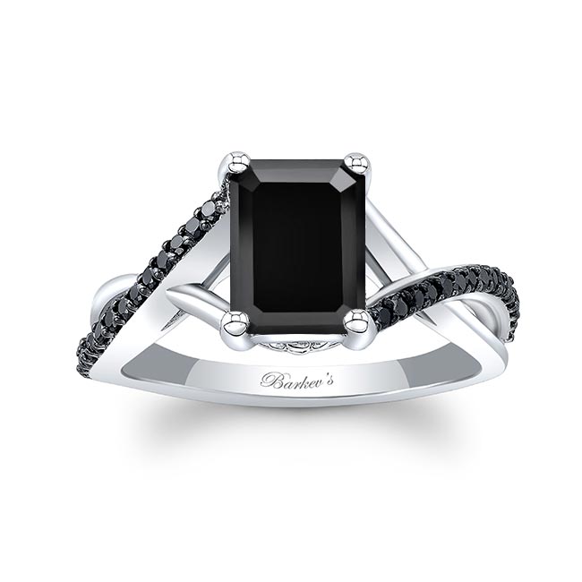 2 Carat Emerald Cut Black Diamond Ring