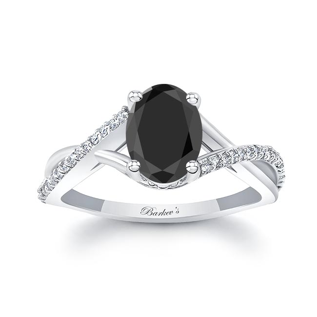 White Gold One Carat Oval Black And White Diamond Ring