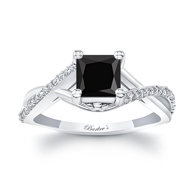 One Carat Princess Cut Black And White Diamond Ring