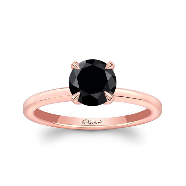 Rose Gold Black Diamond Solitaire Ring