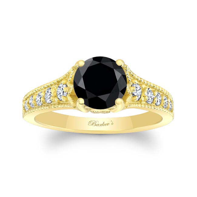 Yellow Gold Black And White Diamond Vintage Ring