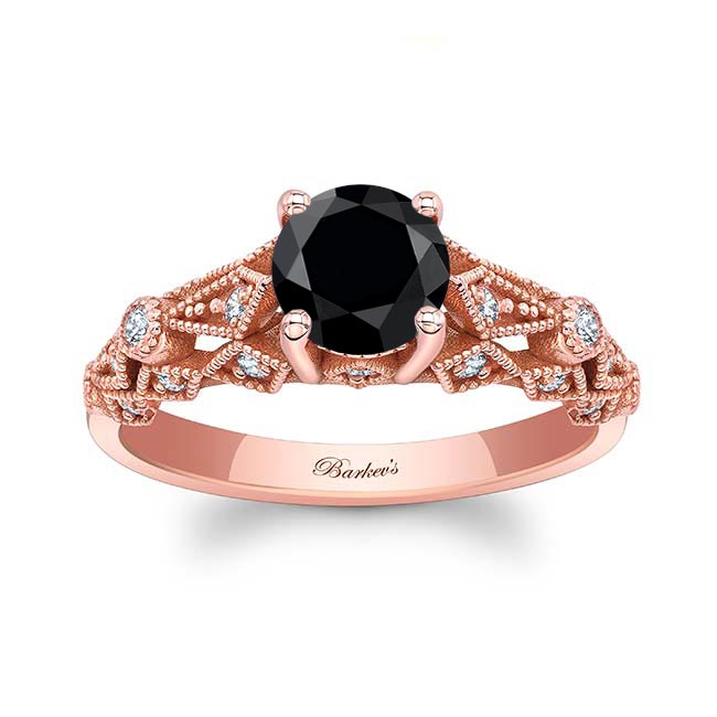 Rose Gold Vintage Black And White Diamond Ring