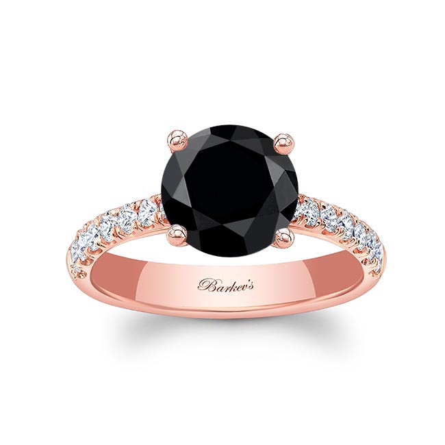 Rose Gold 3 Carat Round Black And White Diamond Engagement Ring