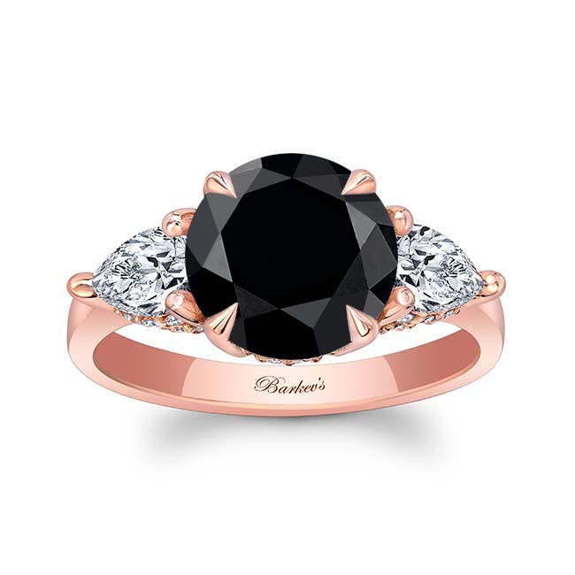 Rose Gold 3 Carat Round Black And White Diamond Ring