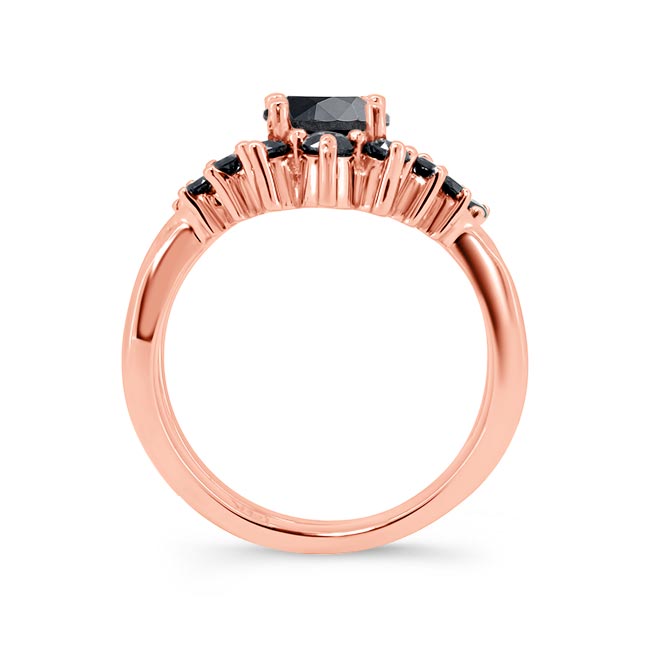 Rose Gold Black Diamond Unique Wedding Set Image 2