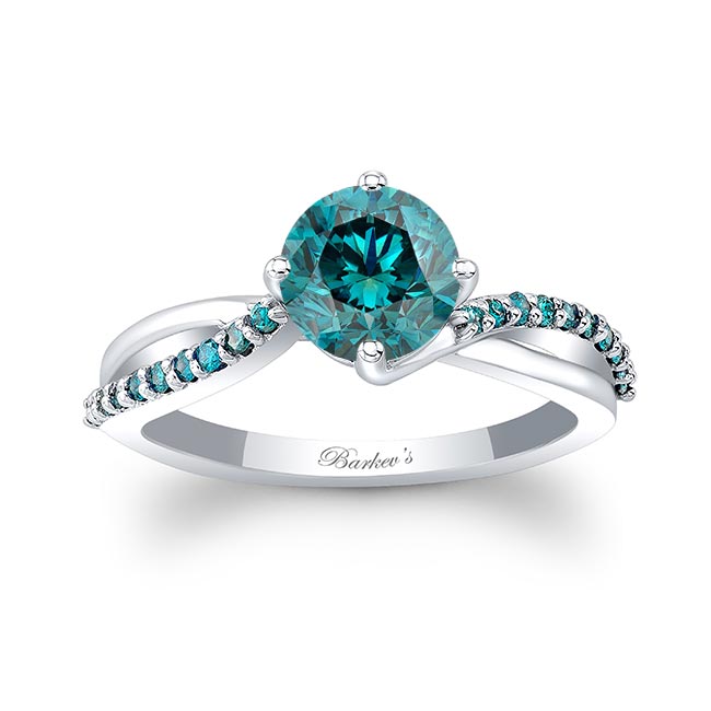 Twisted Blue Diamond Engagement Ring