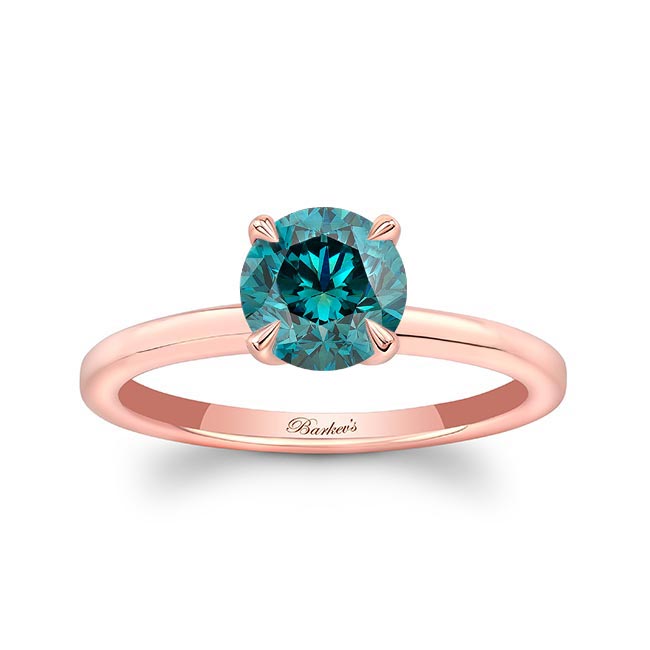 Rose Gold Blue Diamond Solitaire Ring