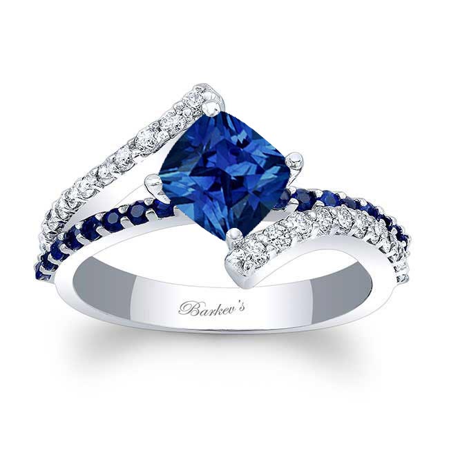 Kite Set Blue Sapphire Engagement Ring