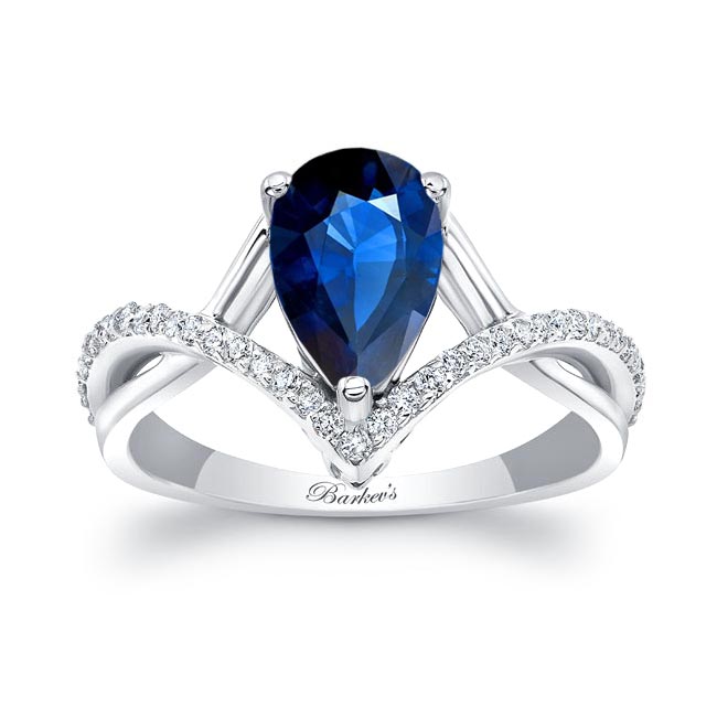 Unique Pear Shaped Blue Sapphire And Diamond Ring