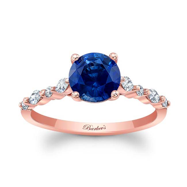 Rose Gold Vintage Style Blue Sapphire And Diamond Ring