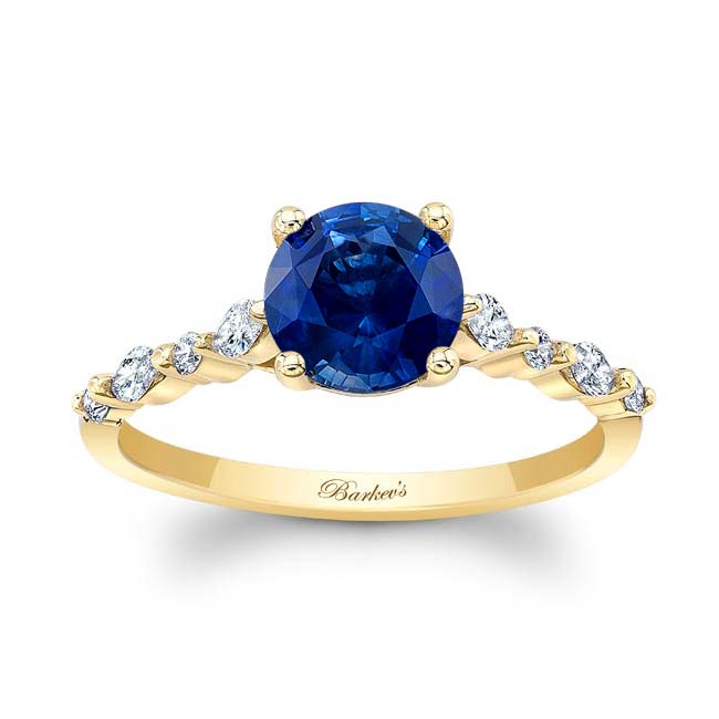 Yellow Gold Vintage Style Blue Sapphire And Diamond Ring