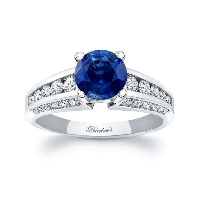 White Gold Lab Blue Sapphire And Diamond Channel Set Ring