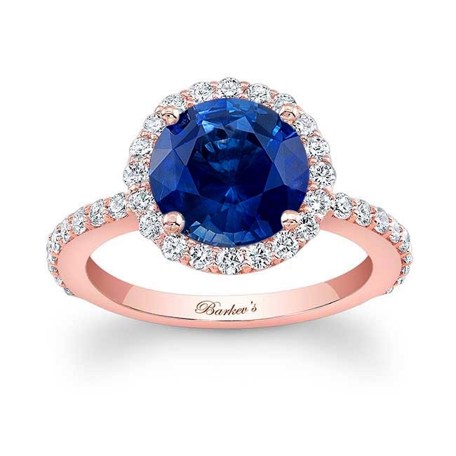 Rose Gold 2 Carat Halo Sapphire and diamond Engagement Ring