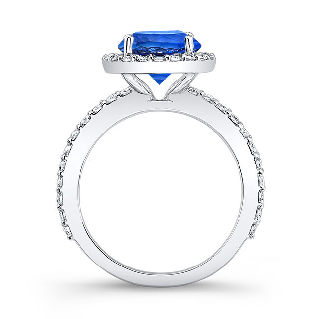 2 Carat Halo Sapphire and diamond Engagement Ring Image 2