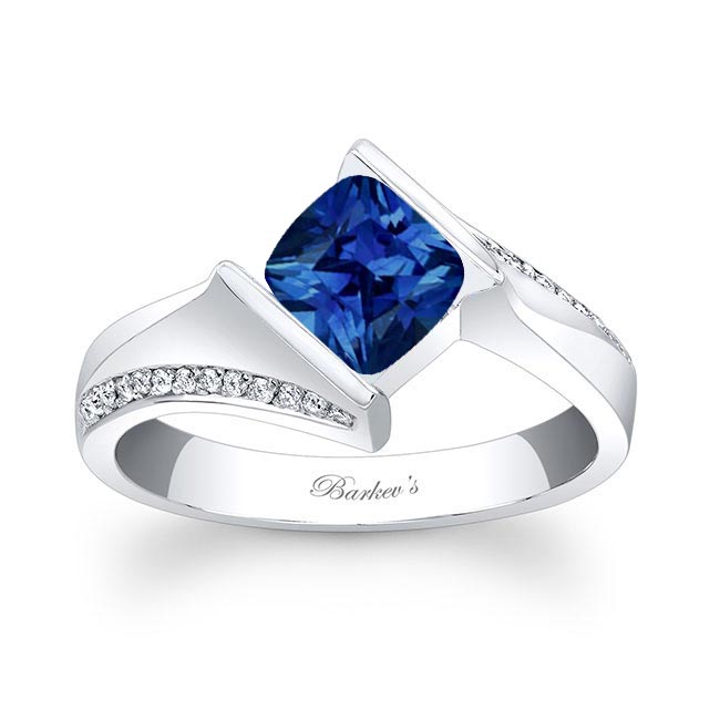 Blue Sapphire Cushion Cut Ring