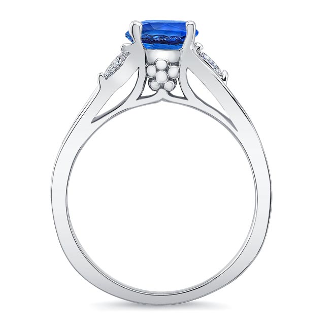 V Shaped Blue Sapphire And Diamond Ring Image 2