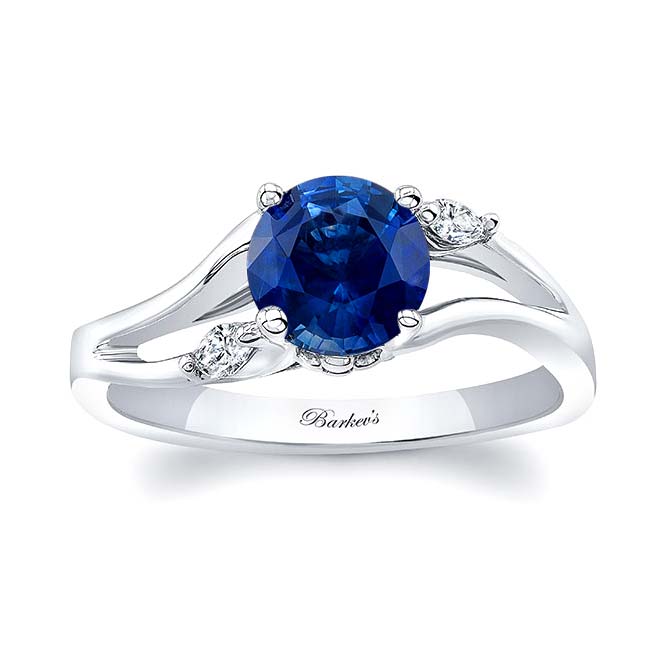 V Shaped Blue Sapphire And Diamond Ring