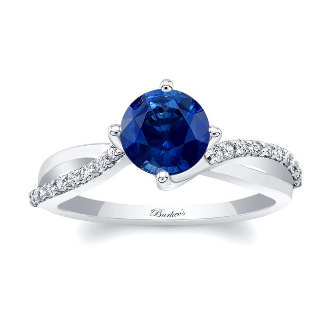 Twisted Blue Sapphire And Diamond Engagement Ring