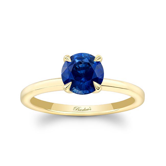 Yellow Gold Blue Sapphire Solitaire Ring