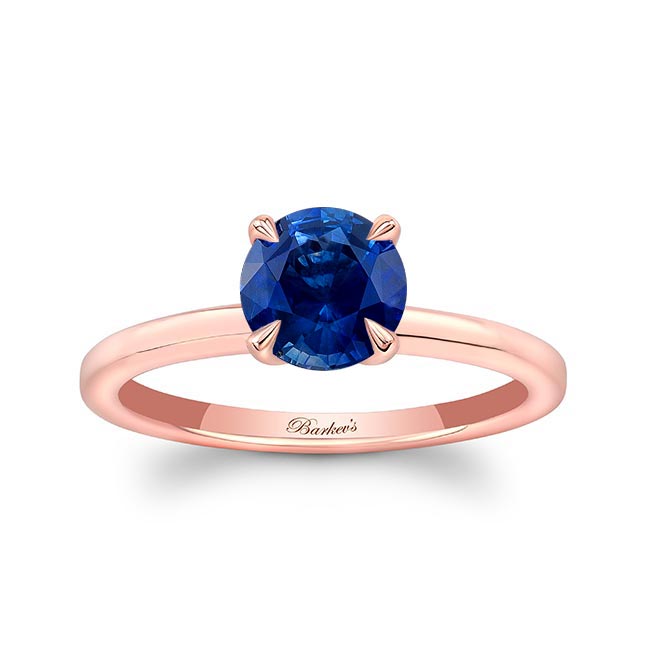 Rose Gold Lab Blue Sapphire And Diamond Micro Pave Hidden Halo Ring