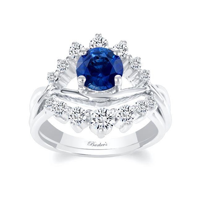 Lab Blue Sapphire And Diamond Unique Wedding Set