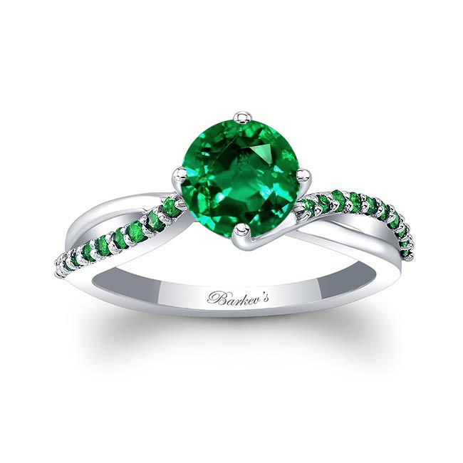 Twisted Lab Grown Emerald Engagement Ring