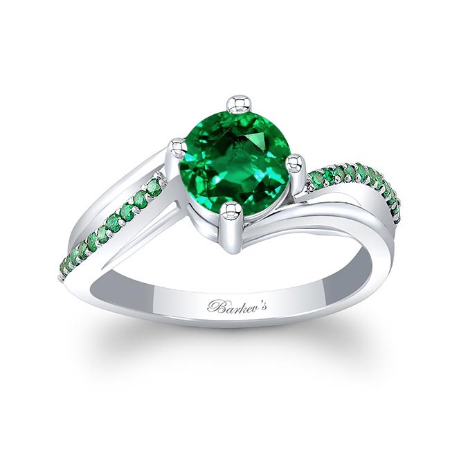 Lab Emerald Split Shank Engagement Ring