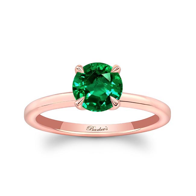 Rose Gold Lab Emerald Solitaire Ring