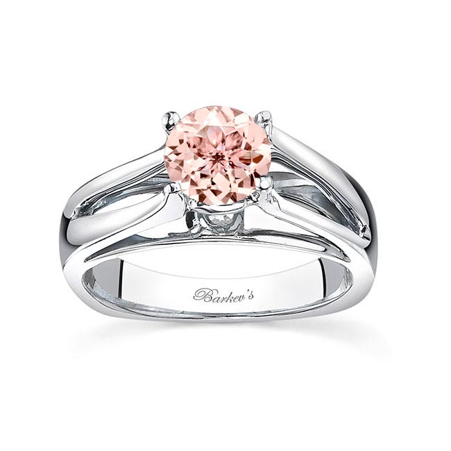 Split Shank Morganite Solitaire Ring With Bridge