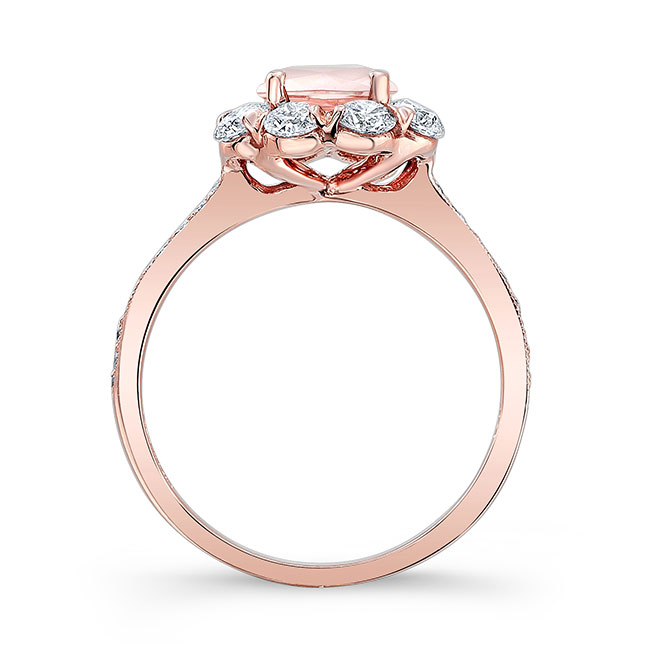 Rose Gold Flower Halo Morganite Engagement Ring Image 2