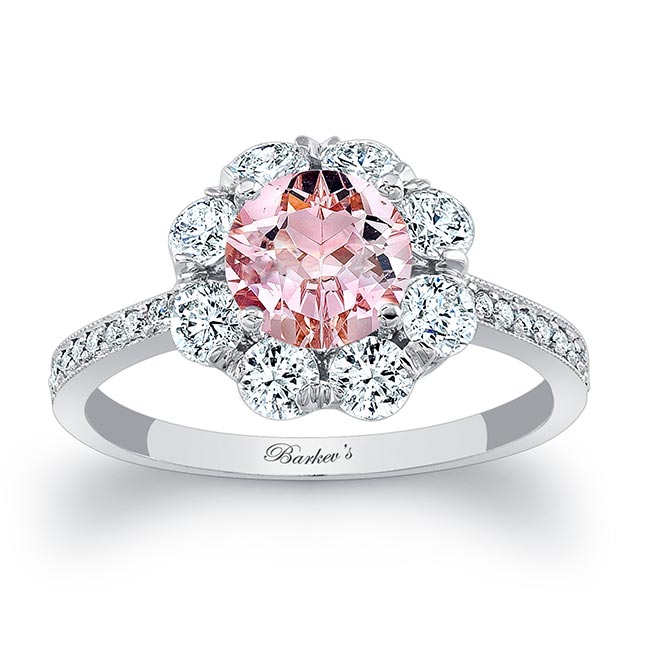 Flower Halo Morganite Engagement Ring