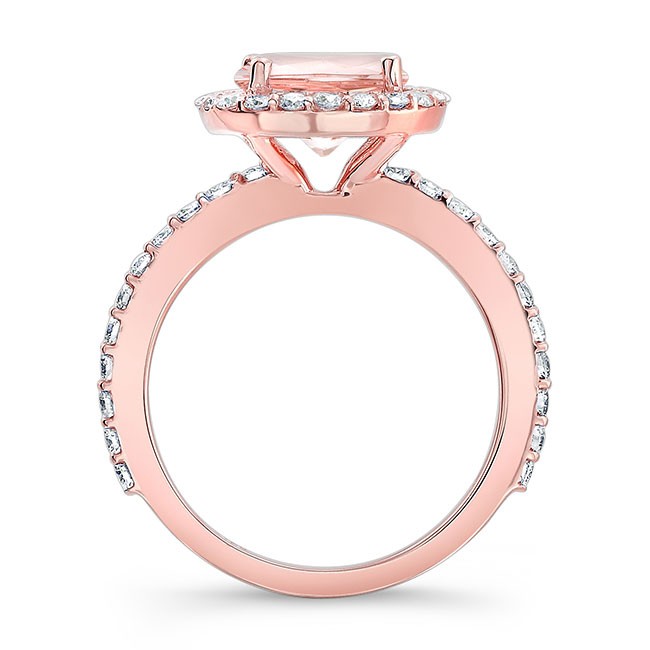 Rose Gold 2 Carat Morganite Halo Engagement Ring Image 2