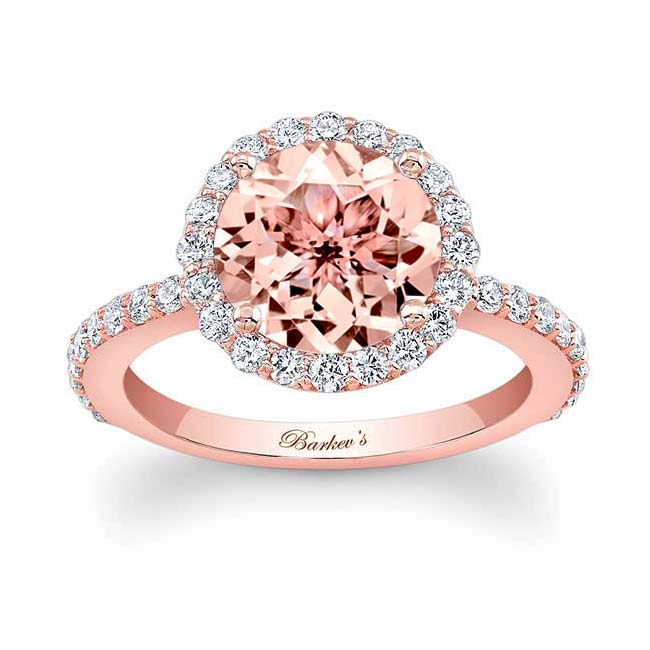 Rose Gold 2 Carat Morganite Halo Engagement Ring