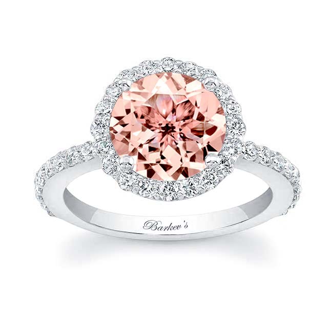 2 Carat Morganite Halo Engagement Ring