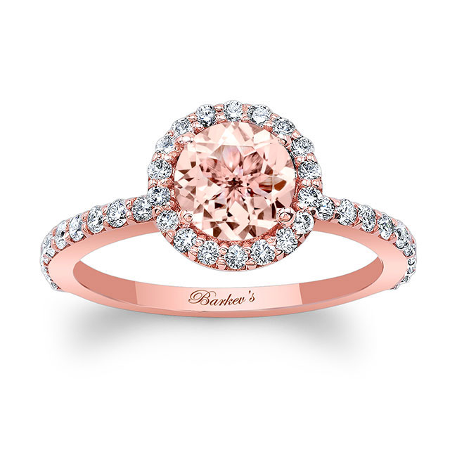 Rose Gold Morganite Halo Ring