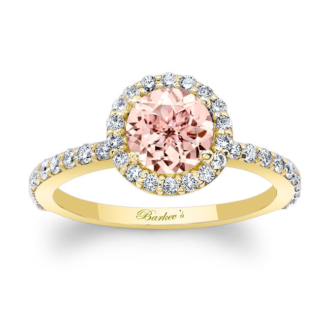 Yellow Gold Morganite Halo Ring