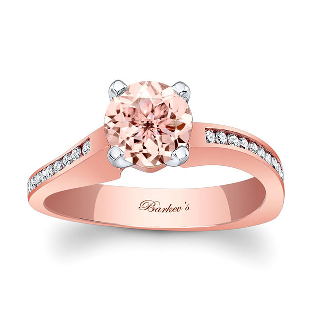 Rose Gold Channel Set Round Morganite Ring