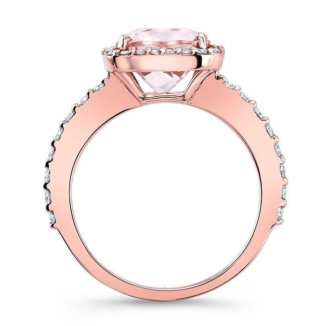 Rose Gold 2 Carat Cushion Cut Morganite Halo Engagement Ring Image 2