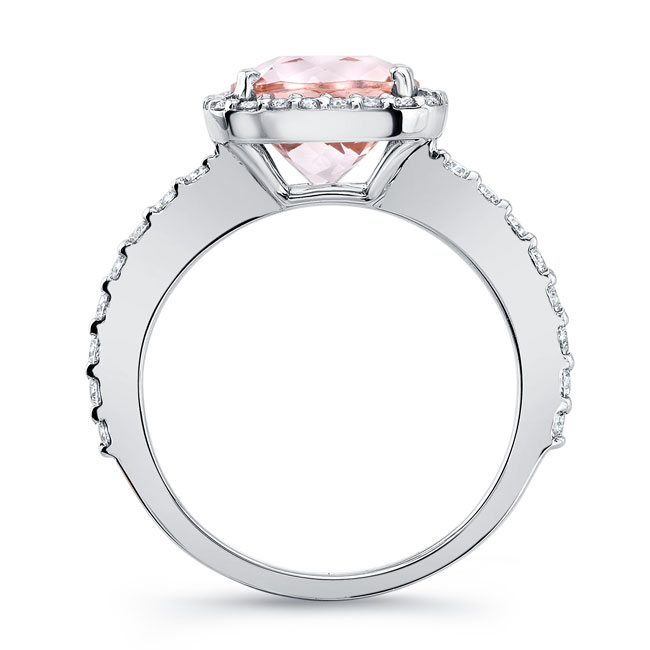 2 Carat Cushion Cut Morganite Halo Engagement Ring Image 2