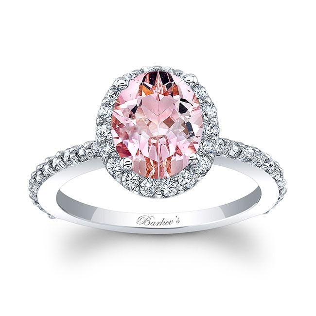 2 Carat Oval Morganite Halo Engagement Ring