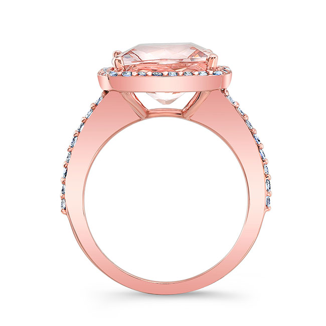 Rose Gold 5 Carat Cushion Cut Morganite Halo Ring Image 2